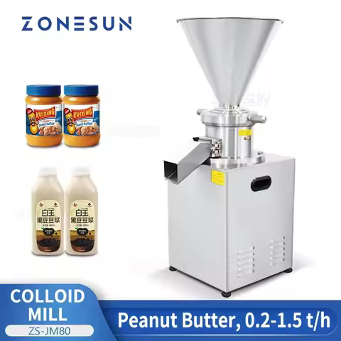 ZONESUN ZS-JM80 Automatic Colloid Mill Peanut Butter Tahini Almond Paste Chili Sauce Sesame Flavorin