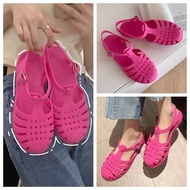FUGUI Hollow-carved Design Roman Sandals Soft Sole Non-slip Women Jelly Sandals Wading Shoes Quick Dry Summer Jelly Shoes Outdoor Sports