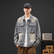 TIDE BEAR แจ็กเก็ตยีนส์สำหรับผู้ชายแจ็กเก็ตยีนส์หล่อแบบลำลองเสื้อคลุมแฟชั่นคุณภาพสูง
