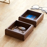 Black Walnut Box Retro Desktop Storage Box Rectangular Solid Wood Collection Box Desktop Wooden Box 