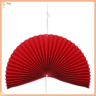 Decor Ceiling Fan Paper Fans Handheld Round Pattern Chinese Hanging Decoration Style Red Cardboard Pearl huyisheng