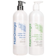 HairOmega DHT Blocker Shampoo + Conditioner with Moroccan Argan Oil, Jojoba Oil, Avocado Oil (Sulfat