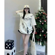 Women's loose-fitting loose-fitting cotton t-shirt with CHY printed on it, Korean style M1244