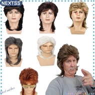 NEXTSS 70s 80s Rockstar Wig, Punk Medium Length Cosplay Wig, High Quality Breathable Fluffy Mullet W