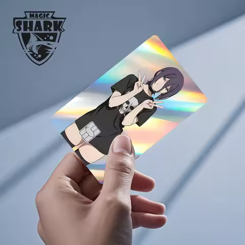 2026 New Reze Pretty Girl Holographic Shinny Laser Skin Debit Credit Bank Film Skin Cover Sticker