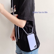 Korea Violet Plain Colors Sling Phone Case For iPhone17 16 15 14Pro 13 12 11 Xsmax XR 78plus SE2 6S 