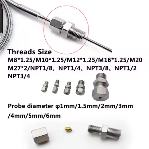1100 degree K/PT100 Type Ungrounded 1mm-6mm/Threads Size M8*1.25/M10*1.25 Controller Sheathed Thermo