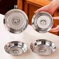 URJUMPEA Mini Plates, 304 Stainless Steel Reusable Round Plates, Cute Shockproof 14/16CM Tableware C