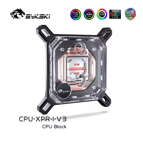 Bykski CPU-XPR-CU-I/M-V3 CPU Block, All-metal pure copper design, Use for INTEL LGA1800/1700 and AMD