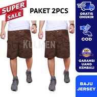 Kulmen [Paket 2Pcs] Celana Pendek Pria Canvas Motif Doreng Cargo Casual Keren KLH005