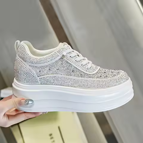 9cm Height Increasing Platform Sneakers Women Comfort Hidden Heel Breathable Platform Fashion Shoes