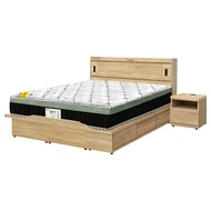 [特價]IHouse-品田 房間4件組(床頭箱、收納抽屜+掀床底、床墊、床頭櫃) 雙大6尺梧桐