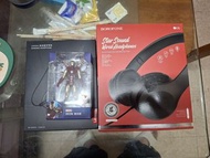 電腦耳筒+Lenovo 藍牙耳機+iron man公仔