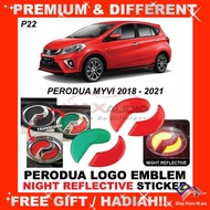 Car Logo Emblem Sticker PERODUA MYVI GEN3 G3 2018 - 2023 Front Rear Steering Night Reflective 3M 3D Epoxy Logo Sticker