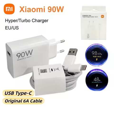 Xiaomi Charger 90W Original Fast Charging USB Charger 6A Type C Data Cable Wall Adapter for Xiaomi 1