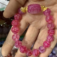 Màu xanh dương tự nhiên mã não họa tiết rồng Vòng đeo tay rồng quy mô Phượng máu Vòng tay mã não Vòn