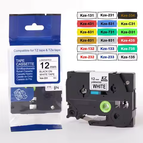 6-24mm Compatible TZe-231 TZe121 TZ335 241 251 345 Label Laminated Tape FOR PT-H110 PT-210D PT-E550W