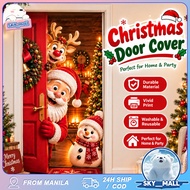 2.1x0.9M Christmas Door Cover Santa Claus Banner Merry Christmas Decoration for Home Party