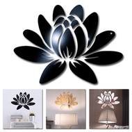 Eye catching Blooming Lotus Acrylic Mirror Sticker Set DIY Decal for Home Mural