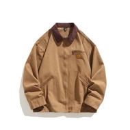 Carhartt Brown Middle-Aged Vintage Jacket Mens Spring And Autumn Style American Retro Washed Trendy 