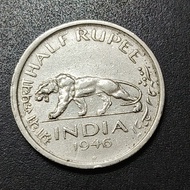 British India KG VI 1/2 Rupee 1946