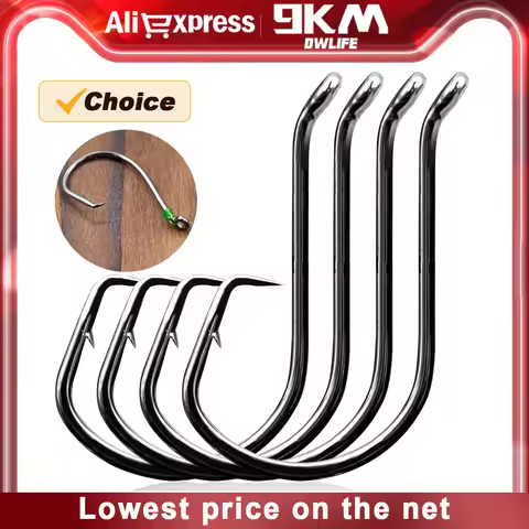 9KM Circle Fishing Hooks 25~50Pcs Offset Carp Fishing Live Bait Barbed Hooks Catfish Bass Octopus Fi