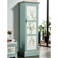 💘&amp;American Painted Single Door with Mirror Little Closet Living Room Storage Cabinet Children's High Cabinet Solid Wood