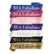 BIRTHDAY SASH HAPPY 50th BIRTHDAY PARTY DECORATION. 50 & FABULOUS