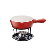 Ishigaki industrial fondue pot set red 15 cm width 22.3 × depth 15.8 × height 12.9 cm cheese chocolate fondue porcelain microwave oven possible home party