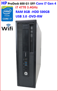HP ProDesk 600 G1-SFF-intel Core i7 Gen 4- 4770  3.4GHz-RAM 8GB -HDD 500GB -DVD-RW -Wi-Fi