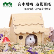 sangkar hamster hamster cage rumah hamster Hamster Hiding House Solid Wood Small House Toy Golden Si