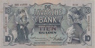 Uang Indonesia 1939 10 Gulden Smith Sign. 07886 Wayang