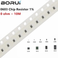 100pcs 0603 1% SMD 1/10W chip resistor resistors 0 ohm ~ 10M 0R 1K 4.7K 4K7 10K 100K 1 10 100 220 oh