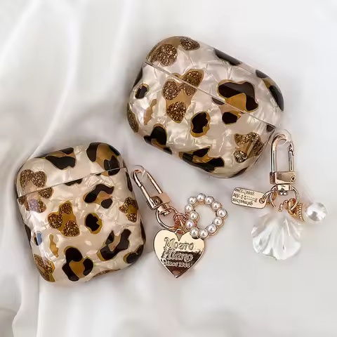 Pearl Earphone Cases For Airpods Pro 2 Leopard Pendant Headphone Protective Cover For Apple Airpod 3