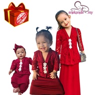 Baju Raya kurung baby girl [Classy Kebaya Anakanda.my] + Free gift [Maroon] 2023