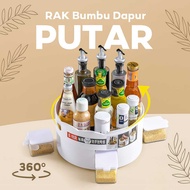 Rak Tempat Bumbu Dapur Putar 360 Derajat Rack Botol Estetik Minimalis Serbaguna Import