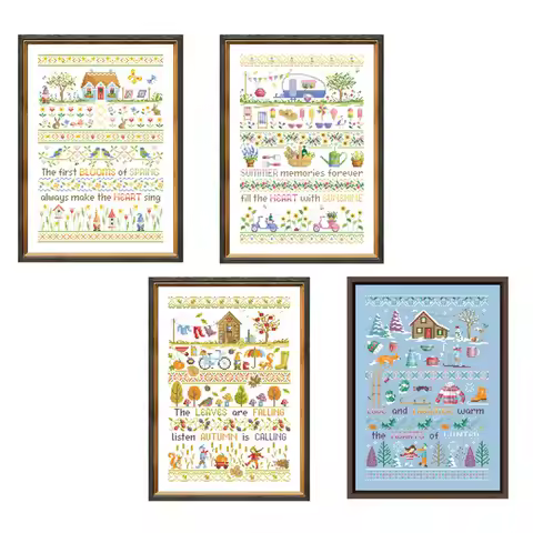 Four seasons-Autumn cross stitch package 18ct 14ct 11ct unprint canvas embroidery DIY handmade needl