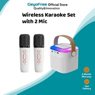 GeyoFree Wireless Karaoke Set Dual Microphone Machine Portable Bluetooth 5.3 Speaker System Home KTV