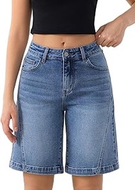 Jeans Shorts for Women High Waisted Stretch Causal Jorts Women Wide Leg Denim Shorts