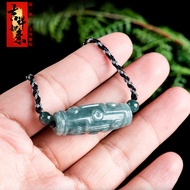 Natural A Goods Jade Blue Water Nine Eyes Dzi Beads Ice Jade Passepartout Pendant Pendant Men Women 