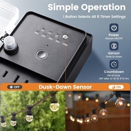 SURAIELEC Outdoor Power Stake, Dusk to Dawn Light Timer, 15FT Extension Cord Multiple Outlet; 6 Elec