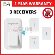 Original Augreener 3 Receivers Kinetic Wireless Doorbell No Battery Required Door Bell Waterproof Se