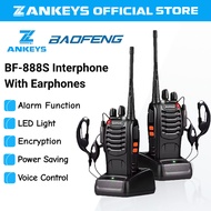 ZANKEYS 2Pcs Baofeng BF-888S Interphone Two-Way Radio Uhf Radio Handheld Walkie Talkie Earphones