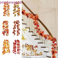 QUESO Red Autumn Maple Leaves, Creative 1.7m Artificial Maple Garland, Hanging Vine Realistic Colorf