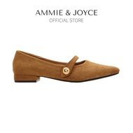 AMMIE & JOYCE Bob Flats Ladies Women Shoes (Brown)
