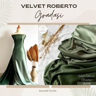 Grosir 1 Roll Kain Satin Gradasi Velvet Roberto Premium / Kain Satin Ombre Two Tune