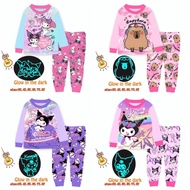 CUDDLE ME SLEEPWEAR GLOW IN DARK KUROMI CAPYBARA KUROMI PYJAMAS CAPYBARA PYJAMAS