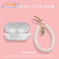 For Sony WF-C710N Case Clear Soft Case Cute Pearl Bracelet Charm Suitable for Sony WF-C710N Shockpro