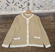 Queen Outer Rajut Crop Wanita Korea/ Cardigan Rajut Tebal Wanita Viral Lengan panjang/ Cardigan Teba