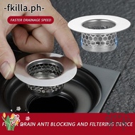 FKILLA Drain Filter, Stainless Steel Black Sink Strainer, Durable Anti Clog Floor Drain With Handle Mesh Trap Kitchen Bathroom Accessories